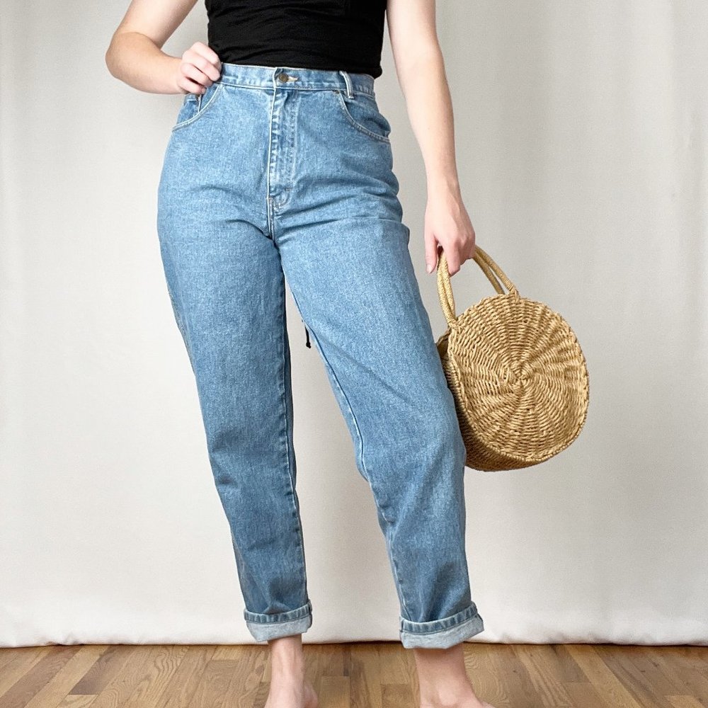 Vintage High Rise Straight Leg Jeans Relaxed Boyfriend Full Length Denim 90s Dad - Picture 2 of 8